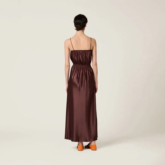 Miu Miu Burgundy Satin Midi Dress - Picture 3 of 5